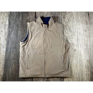 Peter Millar Vest Mens XL Tan Crown Soft Reversible Full Zip Preppy Golf